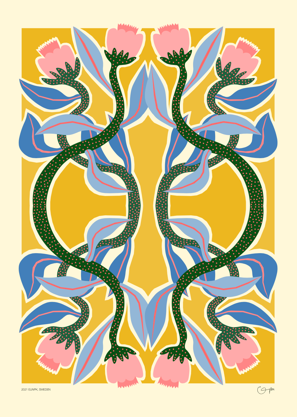 Elin PK "Fantasy flowers" II Poster | Yellow Elin PK
