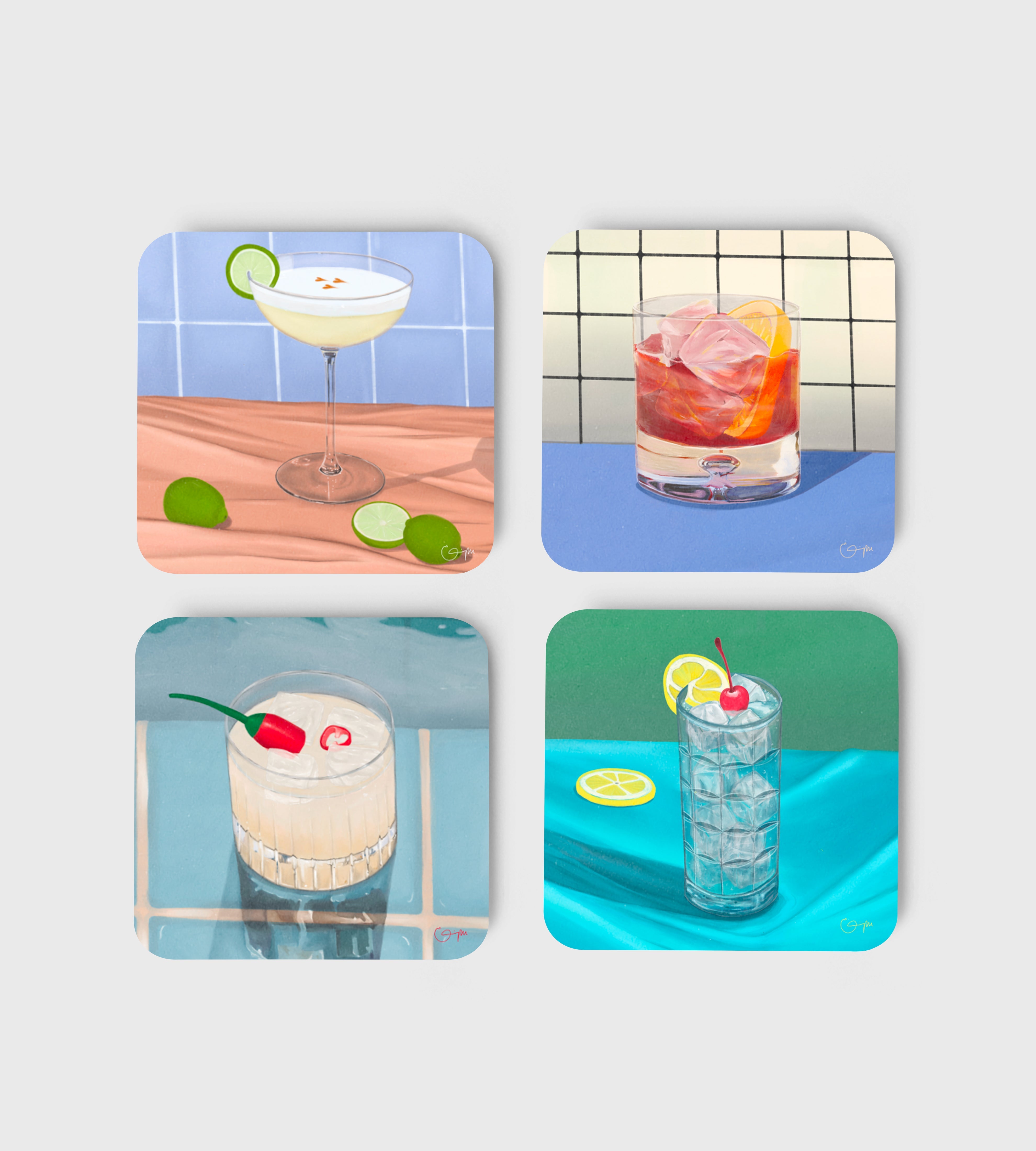 Elin PK Glasunderlägg 4 - pack mixad blå Elin PK