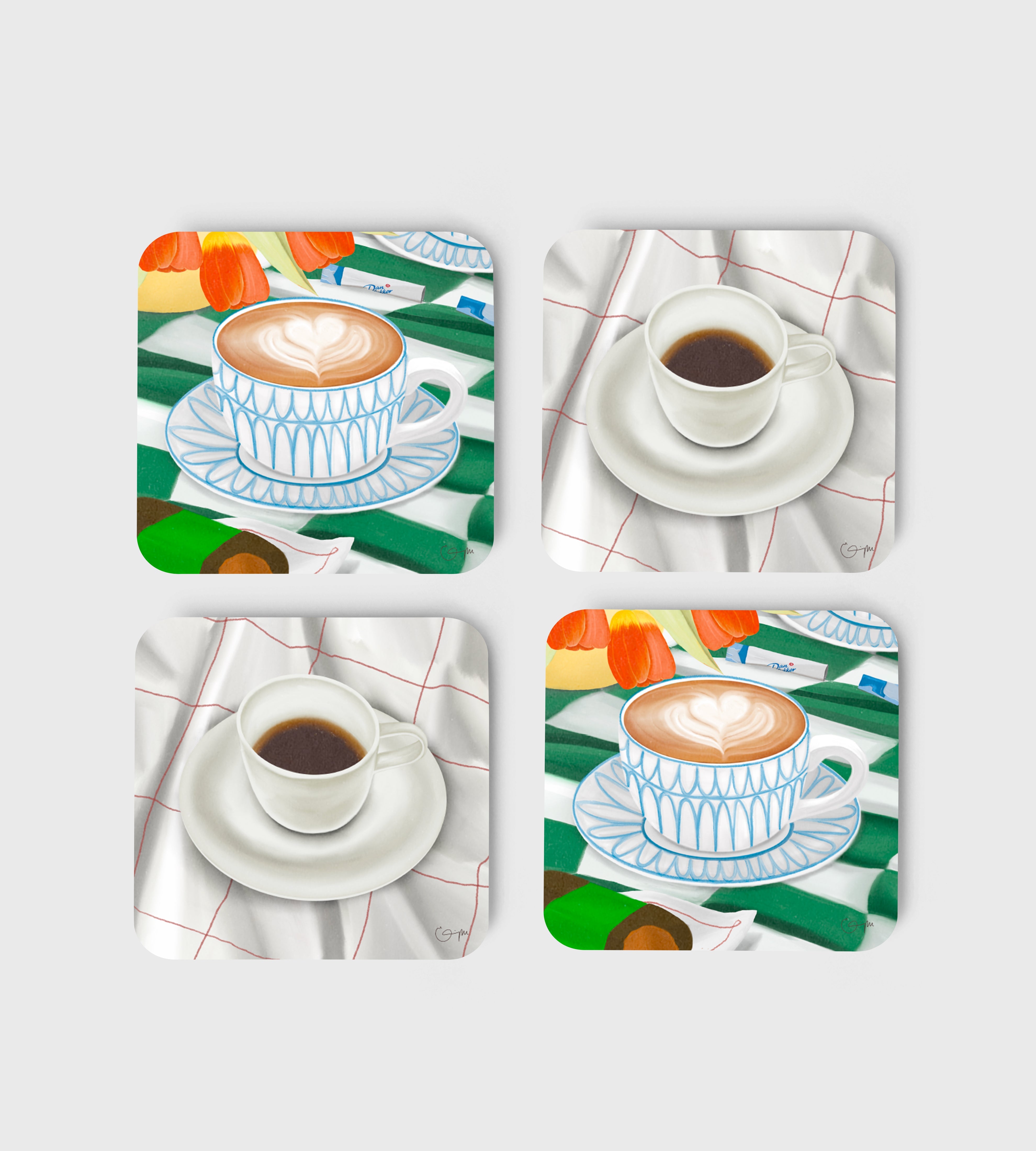 Elin PK Glasunderlägg 4 - pack mixad Kaffe/Cappuccino Elin PK