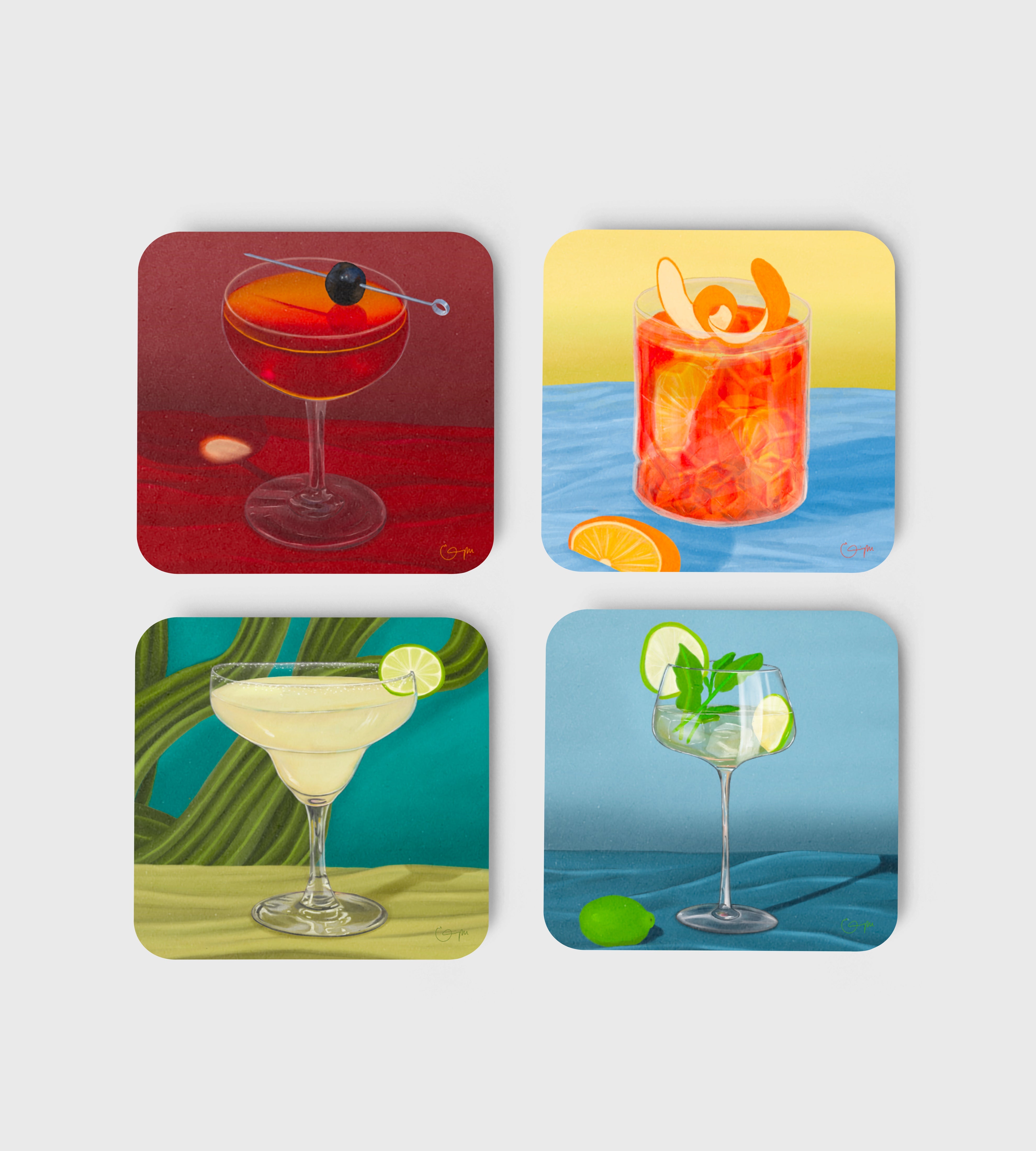 Elin PK Glasunderlägg 4 - pack mixad röd/blå Elin PK