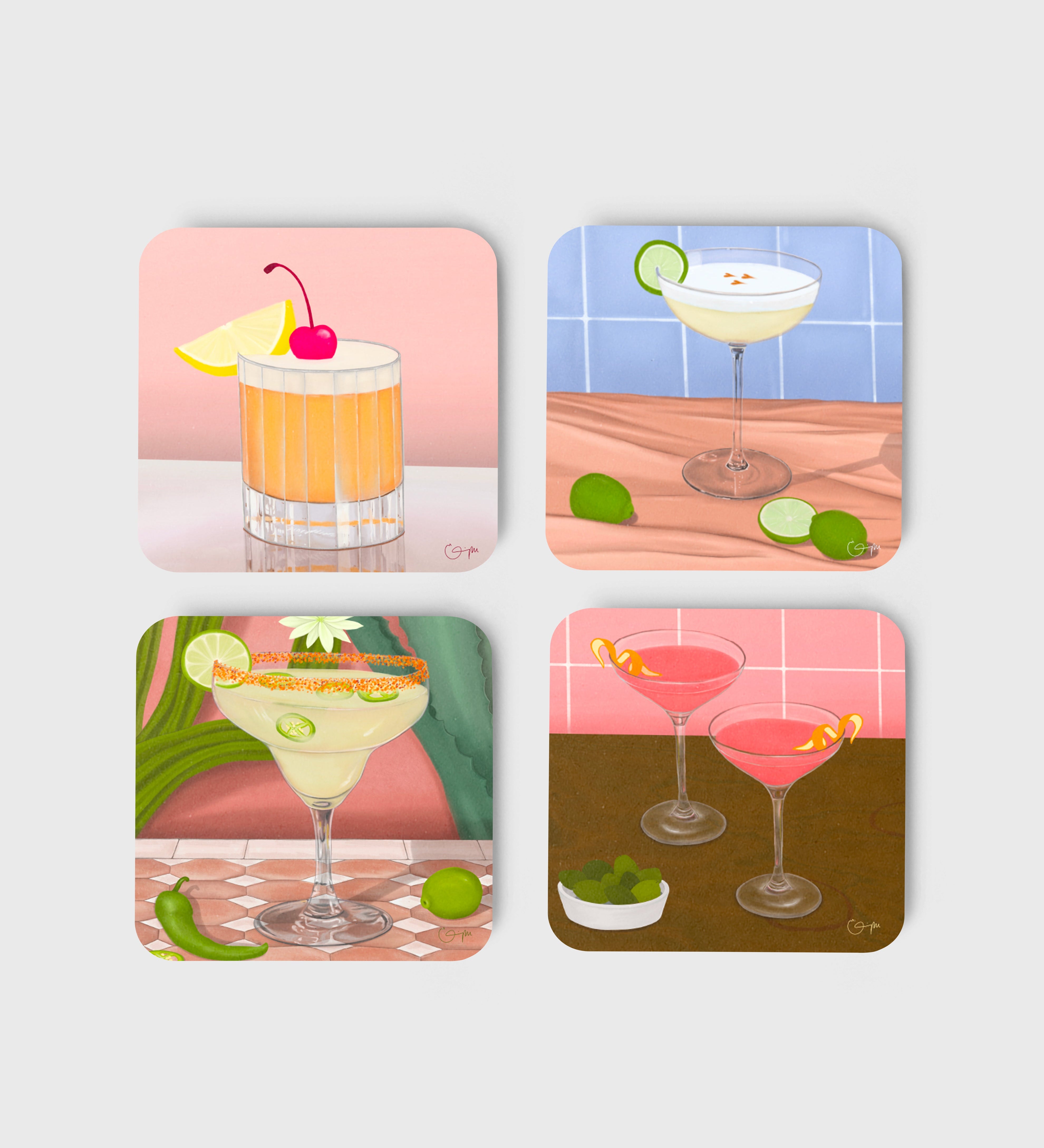 Elin PK Glasunderlägg 4 - pack mixad rosa 2 Elin PK