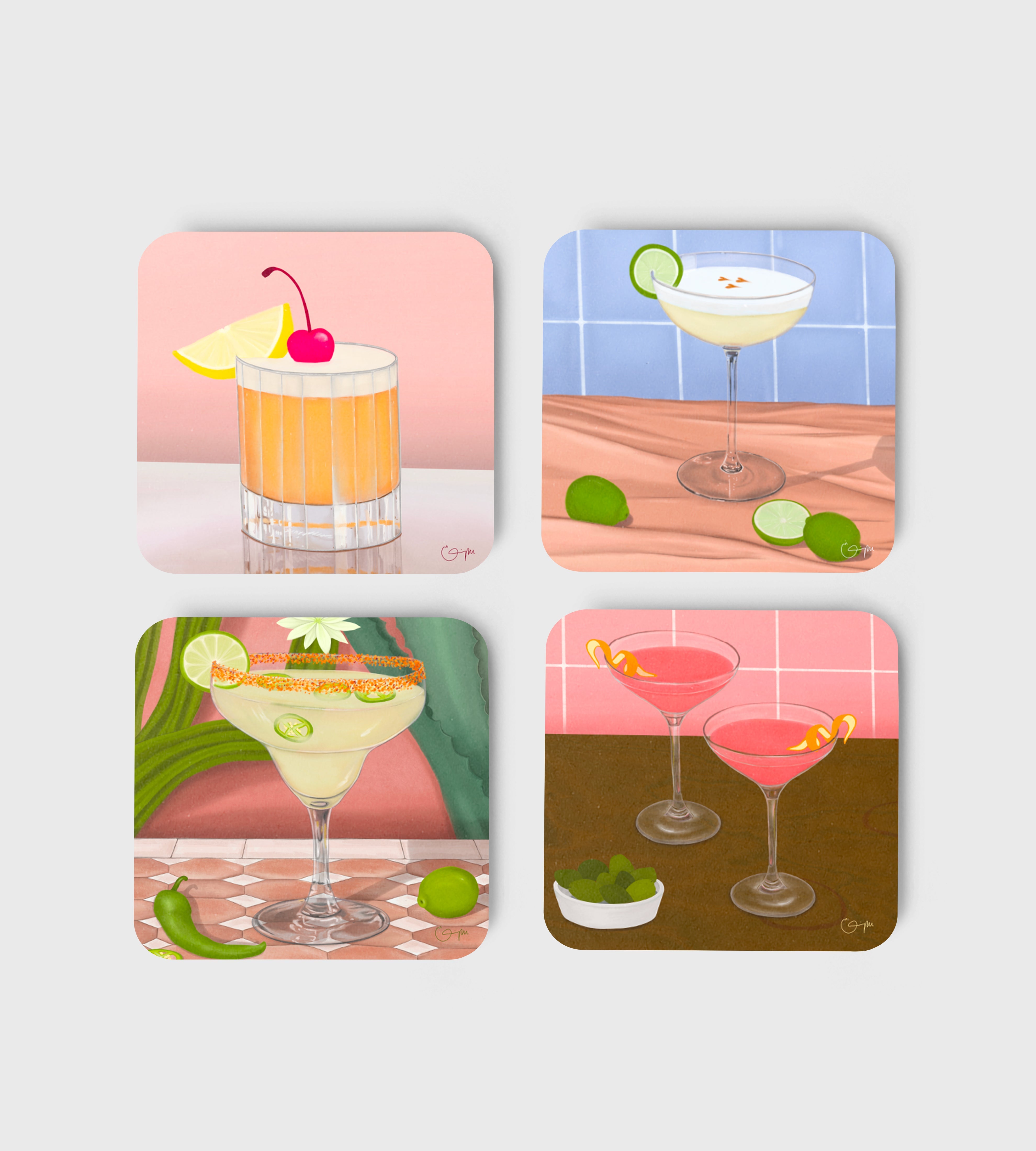 Elin PK Glasunderlägg 4 - pack mixad rosa 2 Elin PK