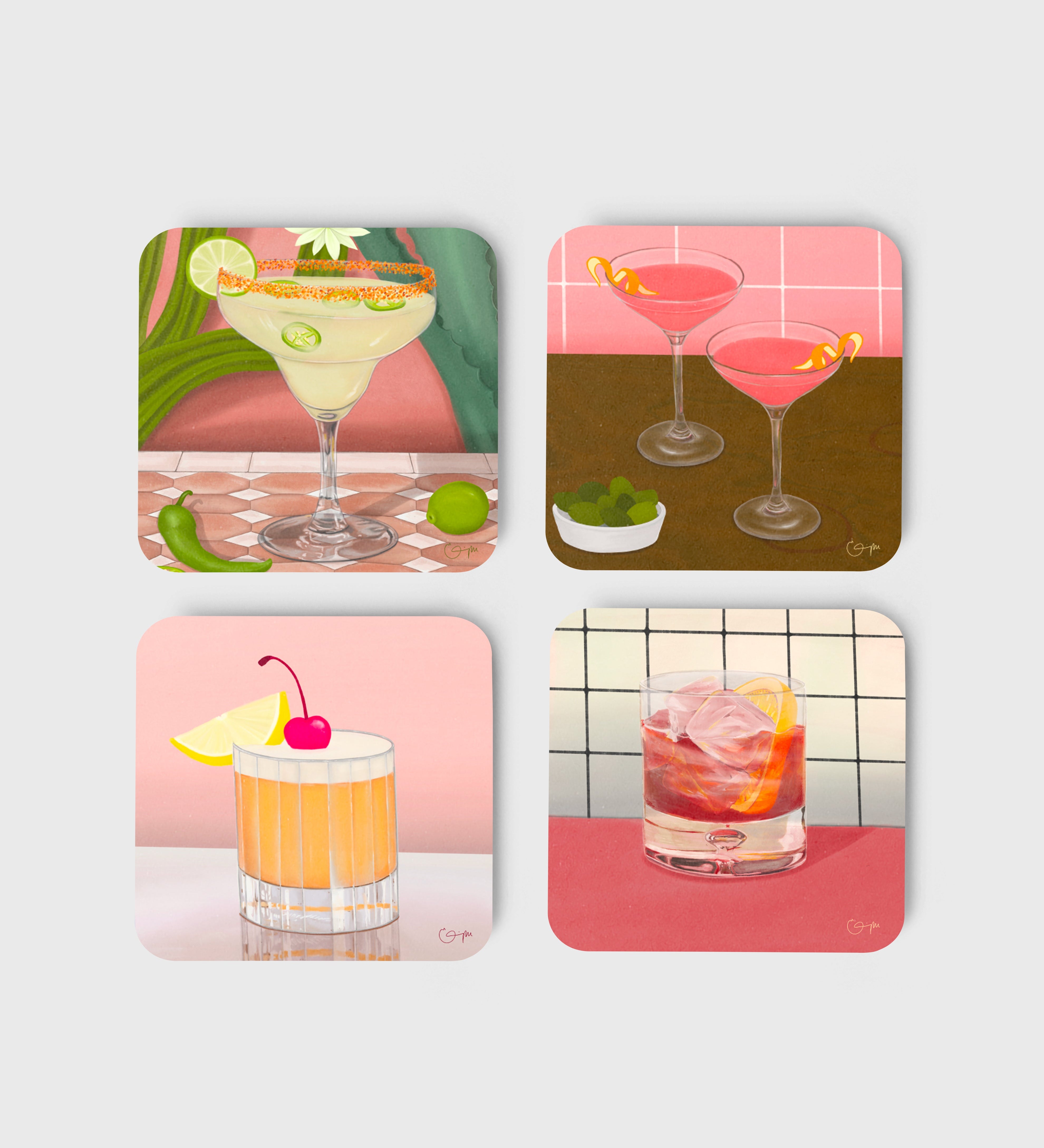 Elin PK Glasunderlägg 4 - pack mixad rosa Elin PK