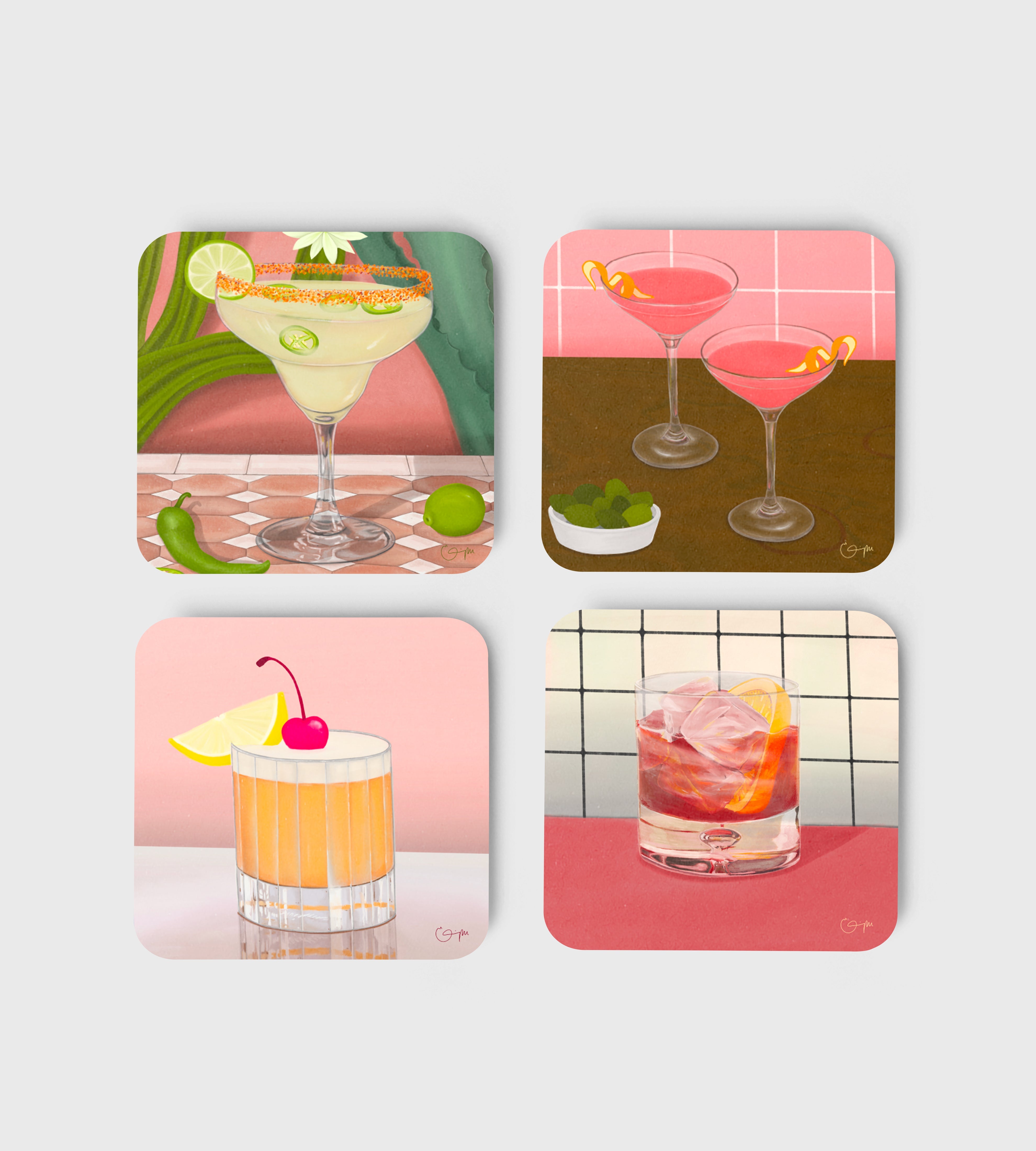 Elin PK Glasunderlägg 4 - pack mixad rosa Elin PK