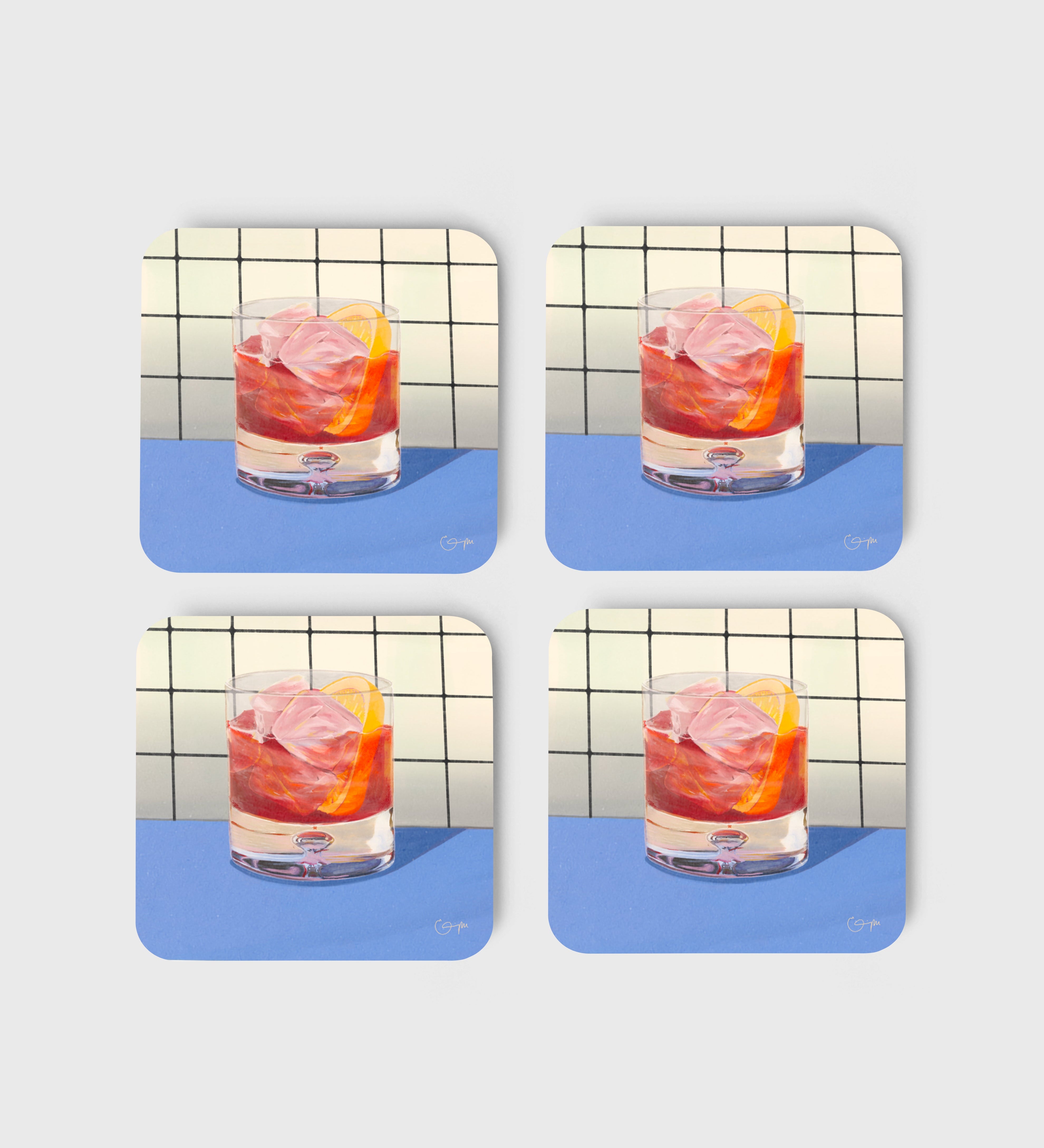 Elin PK Glasunderlägg 4 - pack Old Fashioned Blå Elin PK