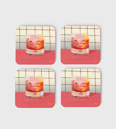 Elin PK Glasunderlägg 4 - pack Old Fashioned Röd Elin PK