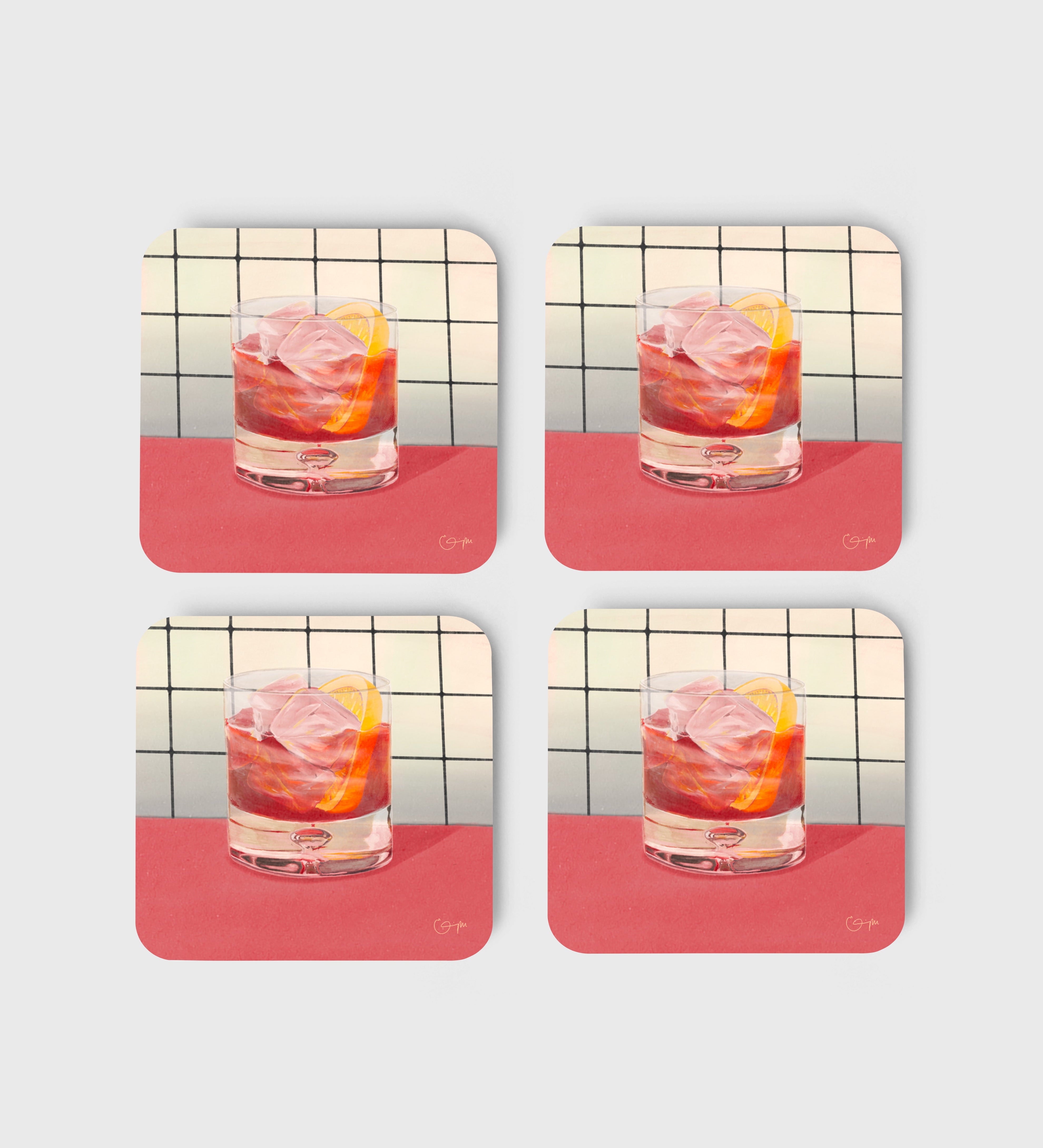 Elin PK Glasunderlägg 4 - pack Old Fashioned Röd Elin PK