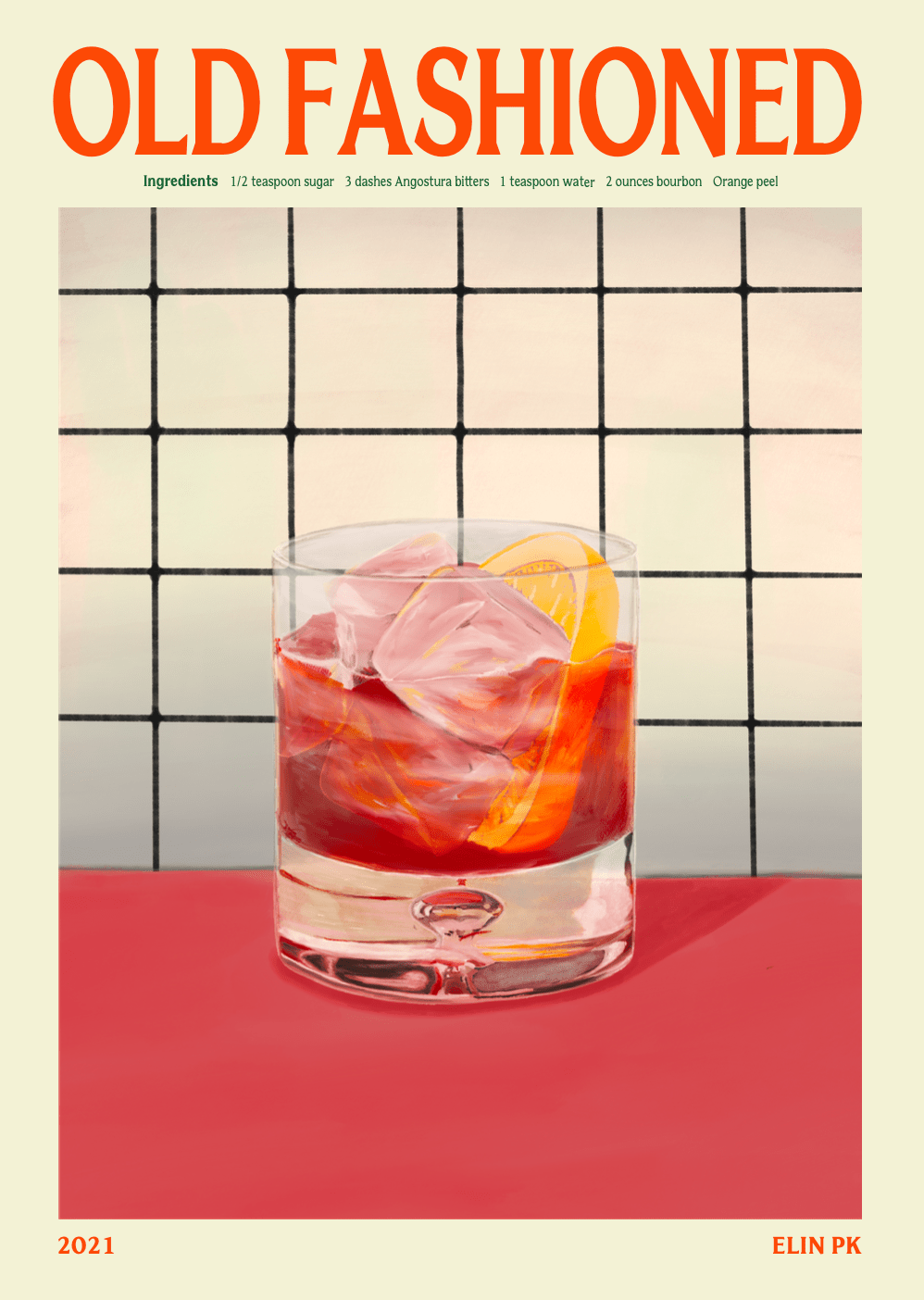 Elin PK Old Fashioned Drink Poster Elin PK