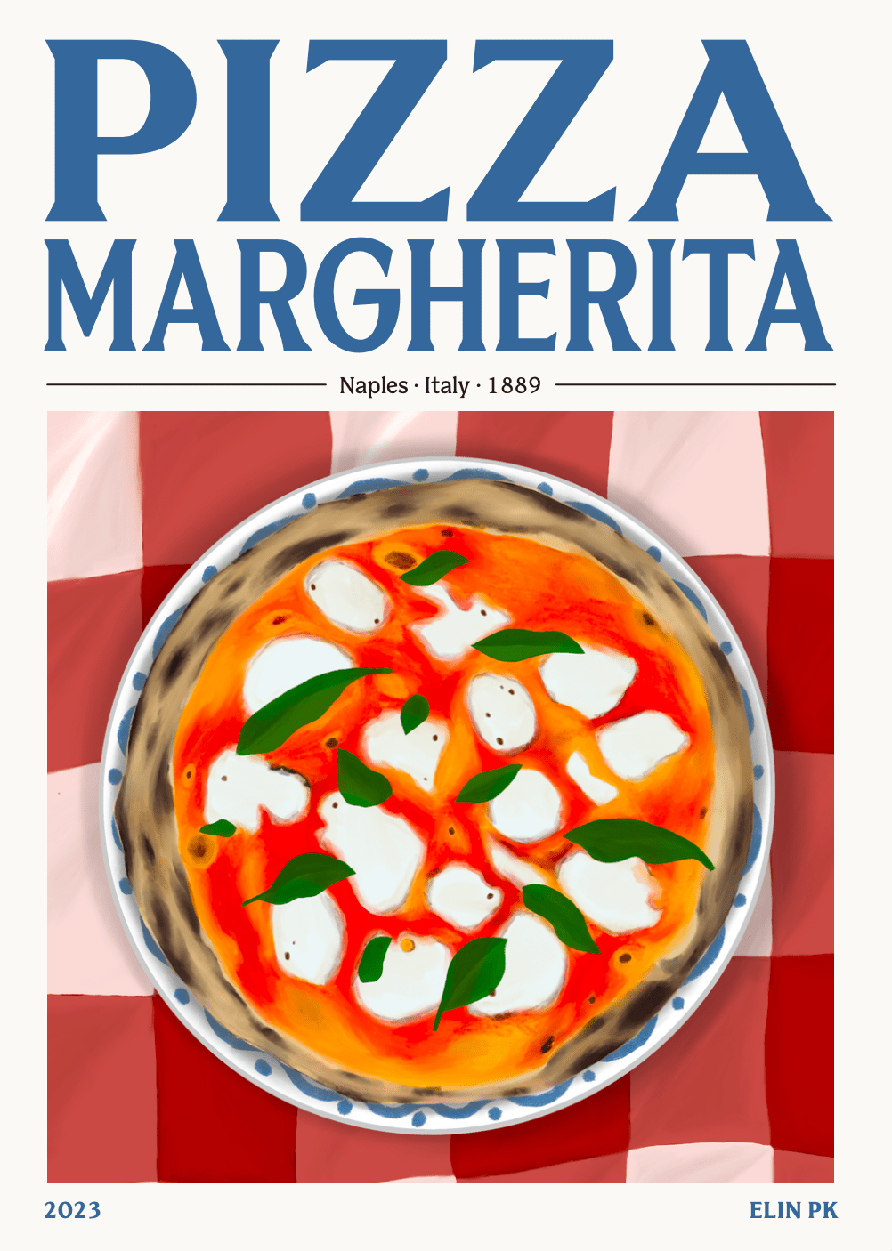 Elin PK Pizza Margherita Mat Poster Elin PK