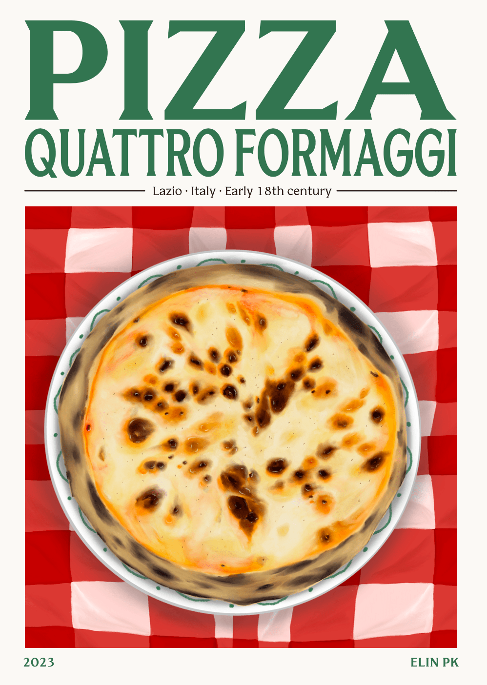 Elin PK Pizza Quattro Formaggi Mat Poster Elin PK