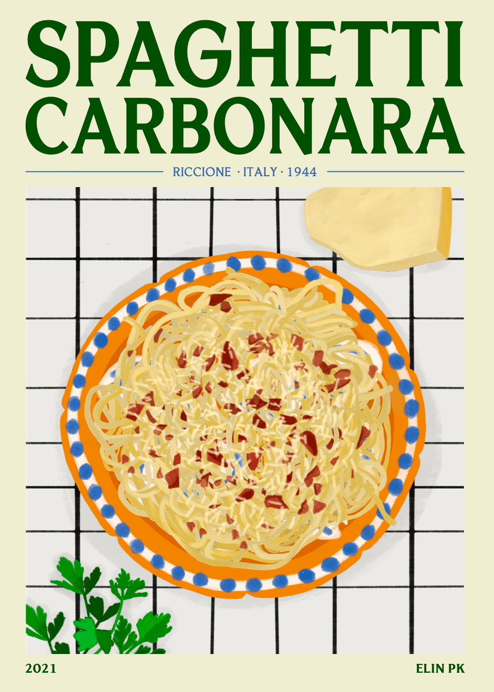 Elin PK Spaghetti Carbonara Mat Poster Elin PK