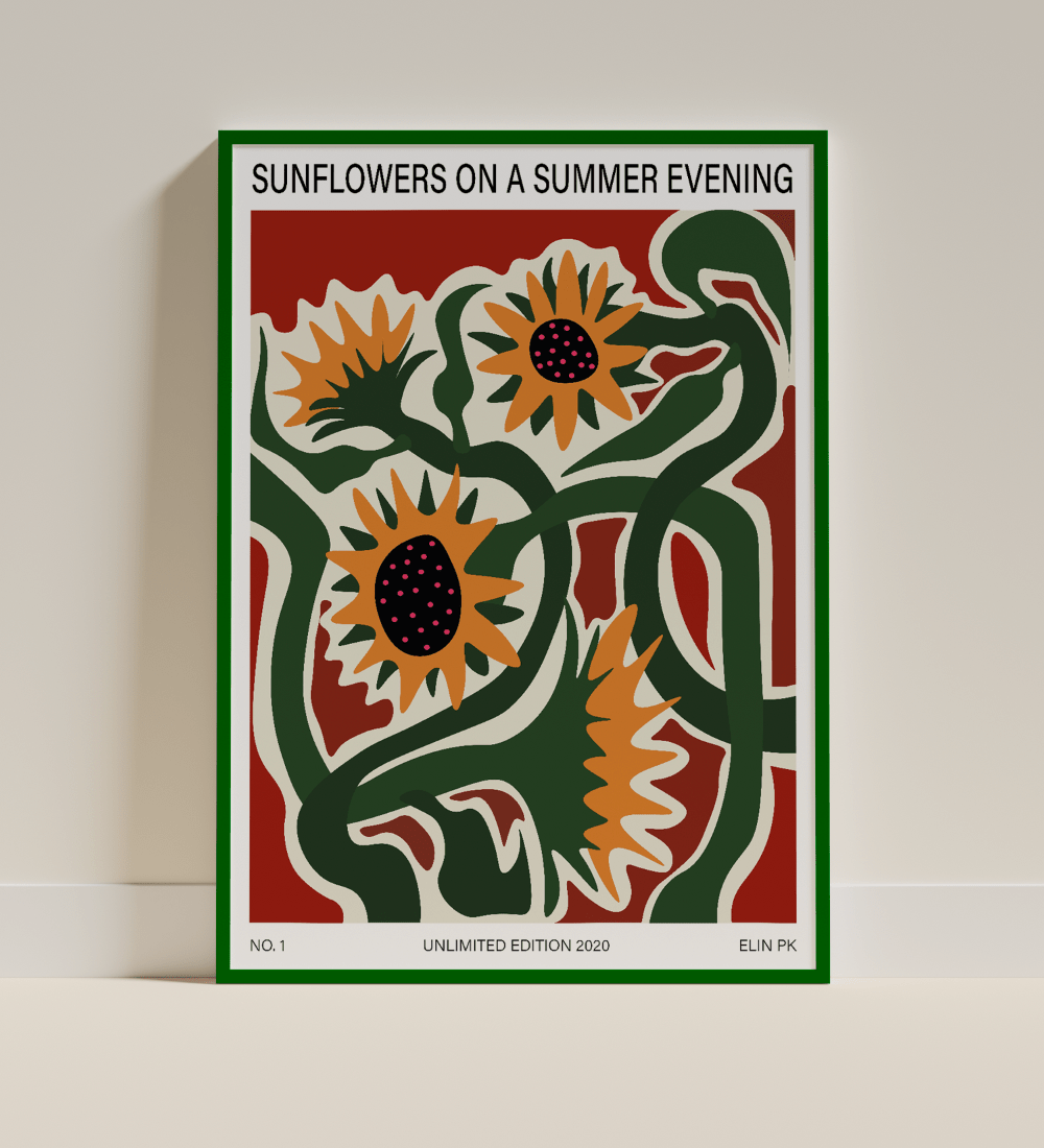 Elin PK "Sunflowers on a summer evening" Poster Elin PK