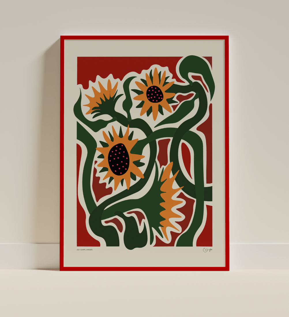 Elin PK "Sunflowers on a summerevening" Poster | Utan text Elin PK