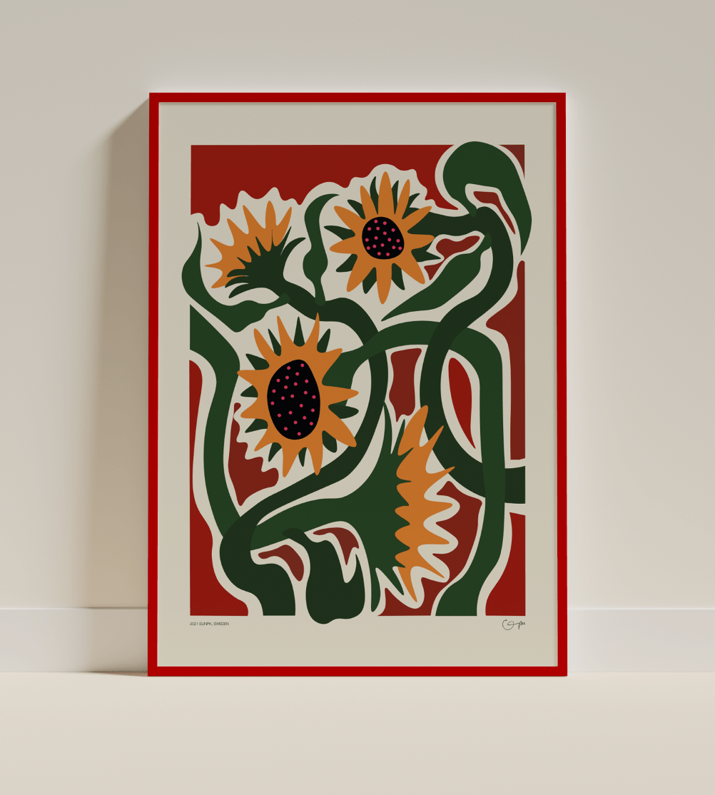 Elin PK "Sunflowers on a summerevening" Poster | Utan text Elin PK
